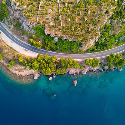 A road close to the seas on on the Makarska coast